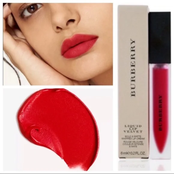 NEW! 💄👄 Burberry Liquid Lip Velvet Cream Gloss Military Red 41 Lipgloss - Picture 3 of 4
